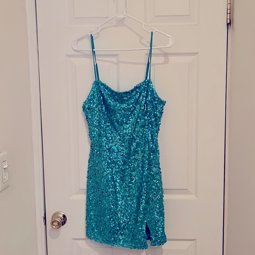 BLUE SEQUIN DRESS NWT